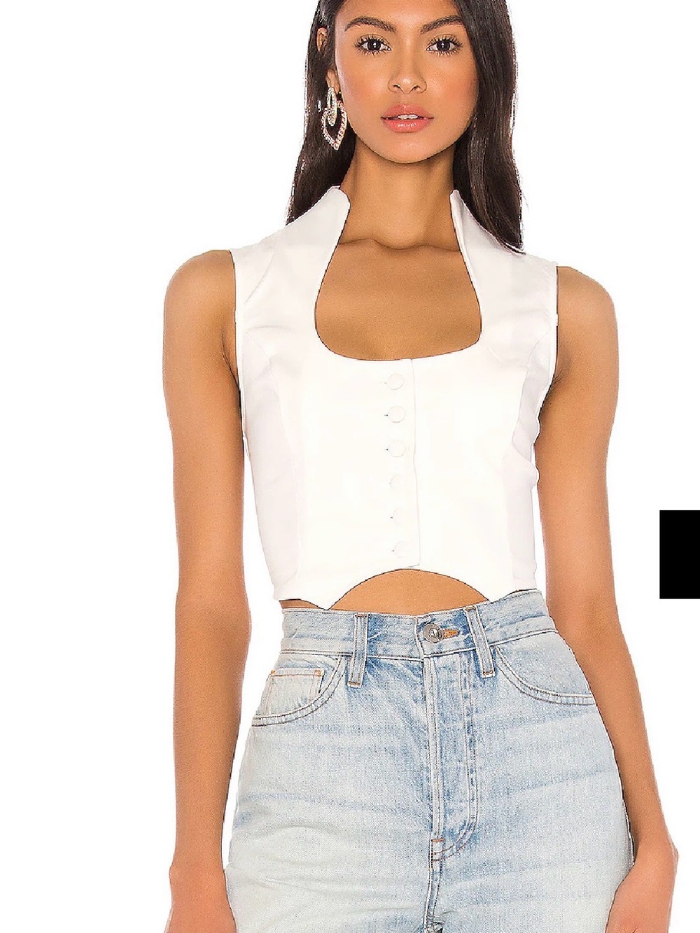 superdown Frazier crop top White Sleeveless Button-xs new